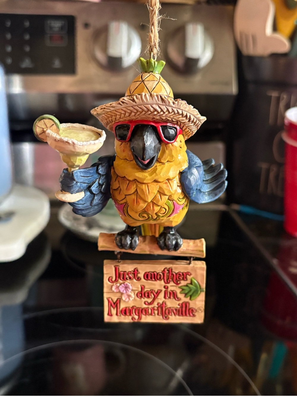 Margaritaville Yellow Parrot Hanging Ornament with Margarita RARE Jim Shore